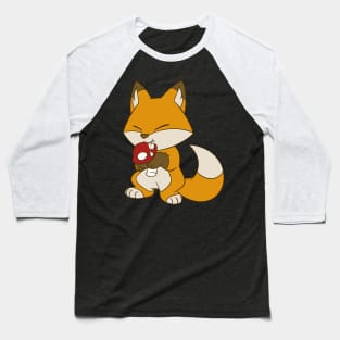 Fox Eating Mushroom Baseball T-Shirt